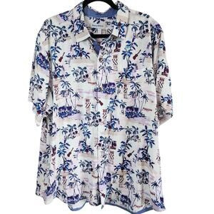 Tommy Bahama Camp Shirt Mens XXL Hawaiian Tiki Surfboard Cocktail Ukulele Palms